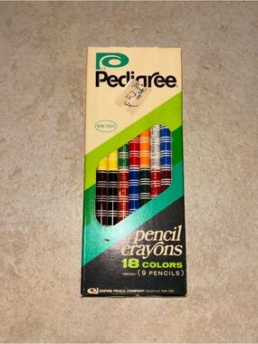 Vintage 1974 Pedigree Pencil Crayons No. 1124 18 Colors 9 Double-Sided
